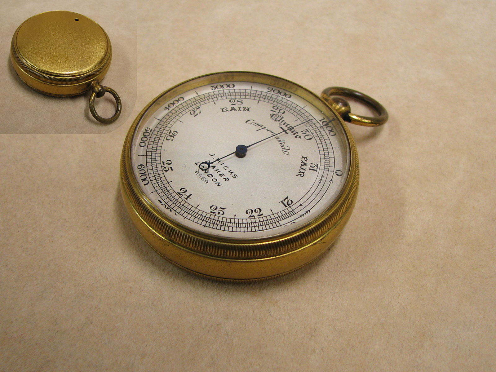 19th Century James Hicks pocket barometer compass compendium'